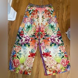 Camilla floral wide leg silk pant size medium